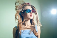 Surprised young pretty woman in 3d glasses looking amazed. stock image Surprised young pretty woman in 3d glasses looking amazed. stock image