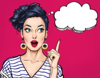Surprised Young Woman With Open Mouth. Pointing Finger Up. Comic Woman. Amazed Women. Stock Images Surprised Young Woman With Open Mouth. Pointing Finger Up. Comic Woman. Amazed Women. Stock Images