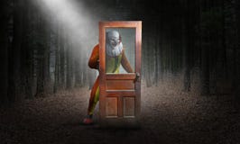 Surreal Evil Clown, Woods, Halloween royalty free illustration Surreal Evil Clown, Woods, Halloween royalty free illustration
