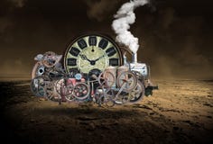 Surreal Steampunk Flying Time Machine Technology royalty free stock photos Surreal Steampunk Flying Time Machine Technology royalty free stock photos