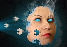 Surrealer Auszug mit menschlichem Gesicht lizenzfreie abbildung Surrealer Auszug mit menschlichem Gesicht lizenzfreie abbildung