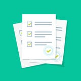 Survey or exam form paper sheets pile with answered quiz checklist and success result assessment Royalty Free Stock Image Survey or exam form paper sheets pile with answered quiz checklist and success result assessment Royalty Free Stock Image