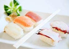 Sushi California On White Plate Stock Photo