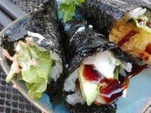 Sushi: eal avocado Fried fish stock photo Sushi: eal avocado Fried fish stock photo