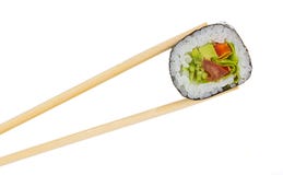 Sushi roll with chopsticks isolated Royalty Free Stock Image Sushi roll with chopsticks isolated Royalty Free Stock Image