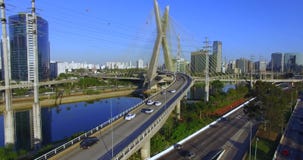 Suspension bridge. Cable-stayed bridge in the world. stock footage Suspension bridge. Cable-stayed bridge in the world. stock footage