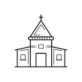 Svart linje symbol för heligt ställe, stad och ställe stock illustrationer Svart linje symbol för heligt ställe, stad och ställe stock illustrationer