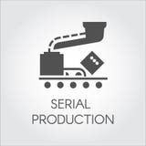 Svart symbol av begreppet för seriell produktion Modern utrustning för fabriker och växter Vektorillustration i plan design Royaltyfria Bilder Svart symbol av begreppet för seriell produktion Modern utrustning för fabriker och växter Vektorillustration i plan design Royaltyfria Bilder