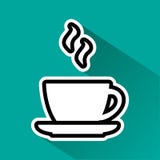 Svartvit kopp av den varma drinken med skugga p? turkosbakgrund vektor stock illustrationer Svartvit kopp av den varma drinken med skugga p? turkosbakgrund vektor stock illustrationer