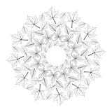 Svartvit rund höstmandala för vektor med sidor av lönn, eken, bokträdet, hästkastanjen och alen royaltyfri illustrationer Svartvit rund höstmandala för vektor med sidor av lönn, eken, bokträdet, hästkastanjen och alen royaltyfri illustrationer
