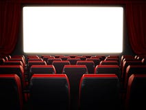 Svuoti i sedili rossi del cinema e soppressione lo schermo del cinema illustrazione 3D illustrazione vettoriale Svuoti i sedili rossi del cinema e soppressione lo schermo del cinema illustrazione 3D illustrazione vettoriale