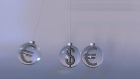 Svänga vaggan för Newton ` som s göras av dollar- och eurovalutasymboler lager videofilmer Svänga vaggan för Newton ` som s göras av dollar- och eurovalutasymboler lager videofilmer