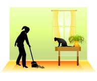 Sweeping The Floor With Cat