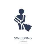 Sweeping icon. Trendy flat vector Sweeping icon on white background from Cleaning collection stock illustration Sweeping icon. Trendy flat vector Sweeping icon on white background from Cleaning collection stock illustration