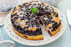 Sweet blueberry butter cake for tea stock image Sweet blueberry butter cake for tea stock image