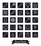 Sweet Food square black line icon set royalty free illustration Sweet Food square black line icon set royalty free illustration
