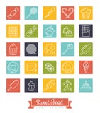 Sweet Food square line icon set stock illustration Sweet Food square line icon set stock illustration