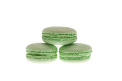 Sweet green macaroons isolated over white background stock image Sweet green macaroons isolated over white background stock image