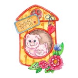 Sweet home piggy illustration isolated on white background stock illustration Sweet home piggy illustration isolated on white background stock illustration