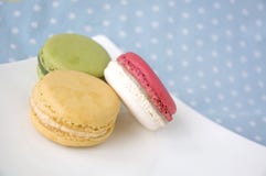 Sweet Macarons On Polka Dot Stock Images Sweet Macarons On Polka Dot Stock Images