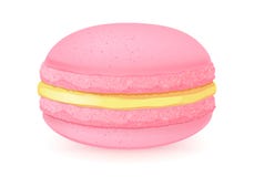 Sweet macaroon dessert on white. Strawberry and lemon flavour. Pink and yellow colors Royalty Free Stock Photo Sweet macaroon dessert on white. Strawberry and lemon flavour. Pink and yellow colors Royalty Free Stock Photo