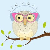 Sweet owl in headphones stock illustration Sweet owl in headphones stock illustration