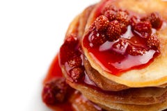 Sweet Pancakes With Strawberry Jam Isolated Royalty Free Stock Image
