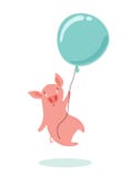 Sweet Scared Little Pig Is Flying In A Hot Air Balloon. Vector Illustration Royalty Free Stock Images Sweet Scared Little Pig Is Flying In A Hot Air Balloon. Vector Illustration Royalty Free Stock Images