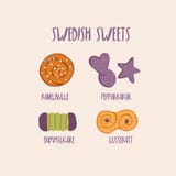 Sweet Swedish bakes - cinnamon bun, gingerbread and other vector illustration Sweet Swedish bakes - cinnamon bun, gingerbread and other vector illustration