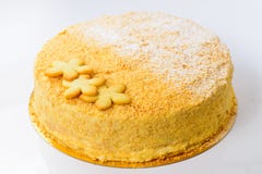 Sweet Tasty Honey Cake Medovik On Light Stock Photo