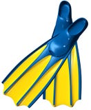 Swim Fins With Blue Rubber And Yellow Plastic Royalty Free Stock Photos