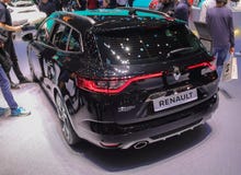 Switzerland; Geneva; March 10, 2018; The Renault Megane sport - rear side; The 88th International Motor Show in Geneva from 8th to stock image Switzerland; Geneva; March 10, 2018; The Renault Megane sport - rear side; The 88th International Motor Show in Geneva from 8th to stock image