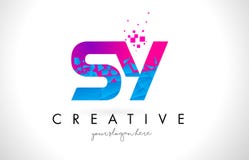 Sy S Y Letter Logo With Shattered Broken Blue Pink Texture Design Vector Stock Vector Illustration Of Pieces Sign