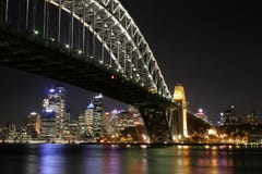 Sydney Harbour Bridge At Night Royalty Free Stock Images