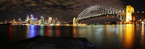 Sydney Skyline Panorama At Night Royalty Free Stock Photography
