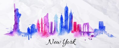 Sylwetki akwarela Nowy York royalty ilustracja Sylwetki akwarela Nowy York royalty ilustracja