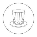 Symbol för hatt för ` s för farbror Sam i översiktsstil som isoleras på vit bakgrund Illustration för vektor för materiel för pat vektor illustrationer Symbol för hatt för ` s för farbror Sam i översiktsstil som isoleras på vit bakgrund Illustration för vektor för materiel för pat vektor illustrationer