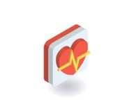 Symbol för hjärtahjärtklappning Vektorillustration i plan isometrisk stil 3D stock illustrationer Symbol för hjärtahjärtklappning Vektorillustration i plan isometrisk stil 3D stock illustrationer