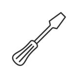 Symbol för skruvmejselöversiktslägenhet på vit stock illustrationer Symbol för skruvmejselöversiktslägenhet på vit stock illustrationer