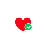 Symbol för vektor för hjärta- och gräsplanfästingcheckmark stock illustrationer Symbol för vektor för hjärta- och gräsplanfästingcheckmark stock illustrationer