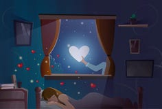 Symbole d'amour de forme de coeur de lune de sommeil de fille de Valentine Day Gift Card Holiday illustration de vecteur Symbole d'amour de forme de coeur de lune de sommeil de fille de Valentine Day Gift Card Holiday illustration de vecteur