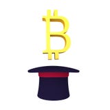 symbole de 3D Bitcoin émergeant hors du chapeau supérieur illustration de vecteur symbole de 3D Bitcoin émergeant hors du chapeau supérieur illustration de vecteur