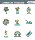 Symboler fodrar fastställd högvärdig kvalitet av att arbeta i trädgården, och trädgårdsnäringfrö blommar blom- flora Modern desig stock illustrationer Symboler fodrar fastställd högvärdig kvalitet av att arbeta i trädgården, och trädgårdsnäringfrö blommar blom- flora Modern desig stock illustrationer