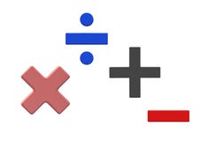 Symbols of basic mathematics - multiplication, division, addition and subtraction stock illustration Symbols of basic mathematics - multiplication, division, addition and subtraction stock illustration