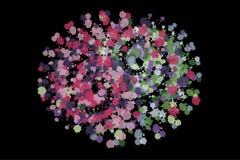 Symbool yin-Yang met multicolored plonsen van een borstel wordt geschilderd die vector illustratie Symbool yin-Yang met multicolored plonsen van een borstel wordt geschilderd die vector illustratie