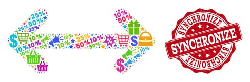 Synchronize Collage of Mosaic and Scratched Stamp for Sales stock illustration Synchronize Collage of Mosaic and Scratched Stamp for Sales stock illustration