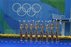 Synkroniseringssimning av i olympiska spel royaltyfri fotografi Synkroniseringssimning av i olympiska spel royaltyfri fotografi
