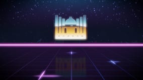 synthwave projekta retro ikona meczet ilustracja wektor synthwave projekta retro ikona meczet ilustracja wektor