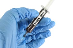 Syringe full of blood to be analyzed and the text EBOLA TEST Royalty Free Stock Image Syringe full of blood to be analyzed and the text EBOLA TEST Royalty Free Stock Image