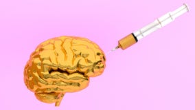 A syringe injection gold into the brain . Minimal concept idea.3 Stock Illustration A syringe injection gold into the brain . Minimal concept idea.3 Stock Illustration